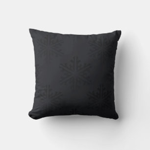 Coussin Noir sur Black Flammes de neige Glam Holiday hiver