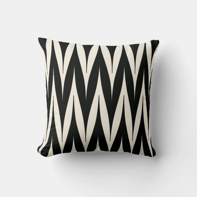 Coussin Noir tribal de motif de transitoire de zigzag (Recto)