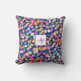 Coussin Nom Abstrait peint brillant personnalisé
