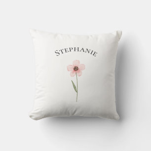 Coussin Nom Aquarelle Simple Botanique Florale Moderne