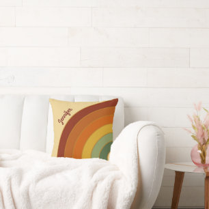 Coussin Nom Arc-en-ciel Super en couche rétro tronquée