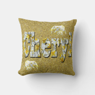 Coussin Nom Cheryl Avec Fleurs Frangipani,