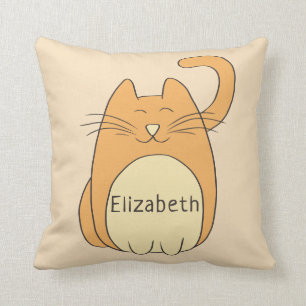 Coussin Nom d'ajout de chat de dessin  Beige