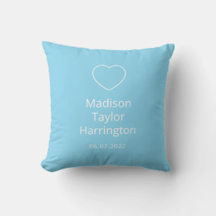 Coussin Nom, date et couleur personnalisés Amour