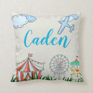 Coussin Nom d'avion de cirque de parc d'attractions de