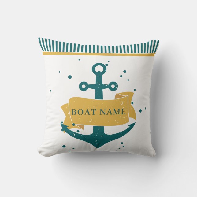 Coussin Nom de bateau personnalisé nautique (Recto)