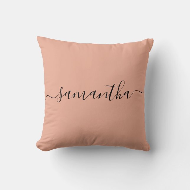 Coussin Nom de calligraphie rose pâle personnalisé (Recto)