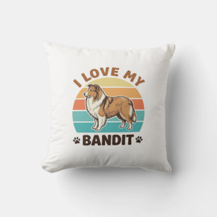 Coussin Nom de chien personnalisé Design Rétro Coucher de 