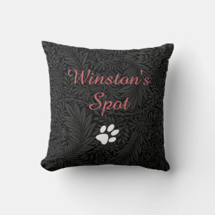 Coussin Nom de compagnie personnalisé Fleurs noires Script