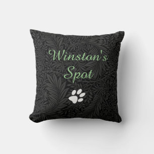 Coussin Nom de compagnie personnalisé floral noir écriture
