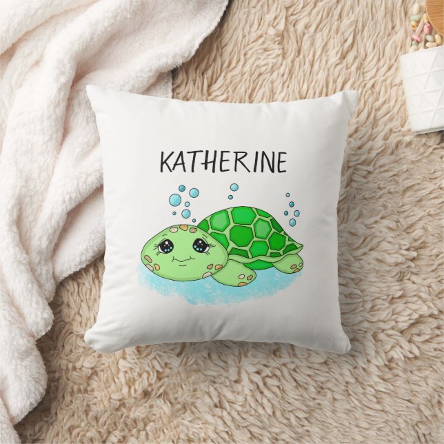 Coussin Nom de dessin personnalisé de la tortue mûre (Couverture)