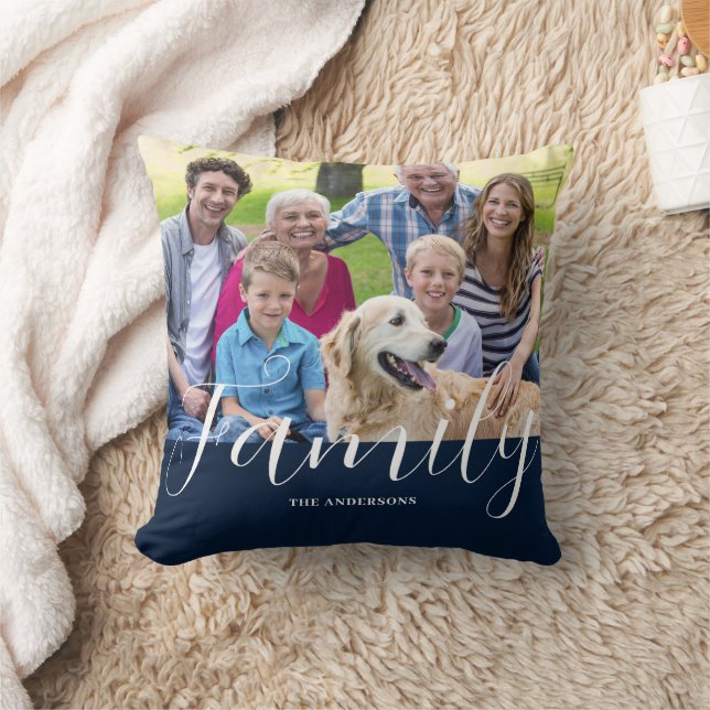 Coussin Nom de famille bleu moderne (Couverture)