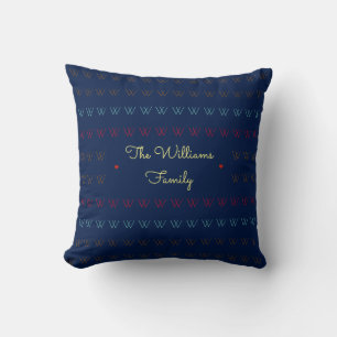 Coussin nom de famille de style / initial personnalisé ble