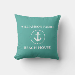 Coussin Nom de famille nautique Maison de plage