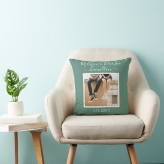 Coussin Nom de famille personnalisé avec photo et date