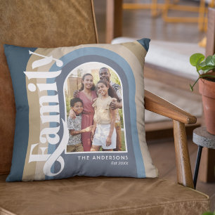 Coussin Nom de famille Retro Blue Arch