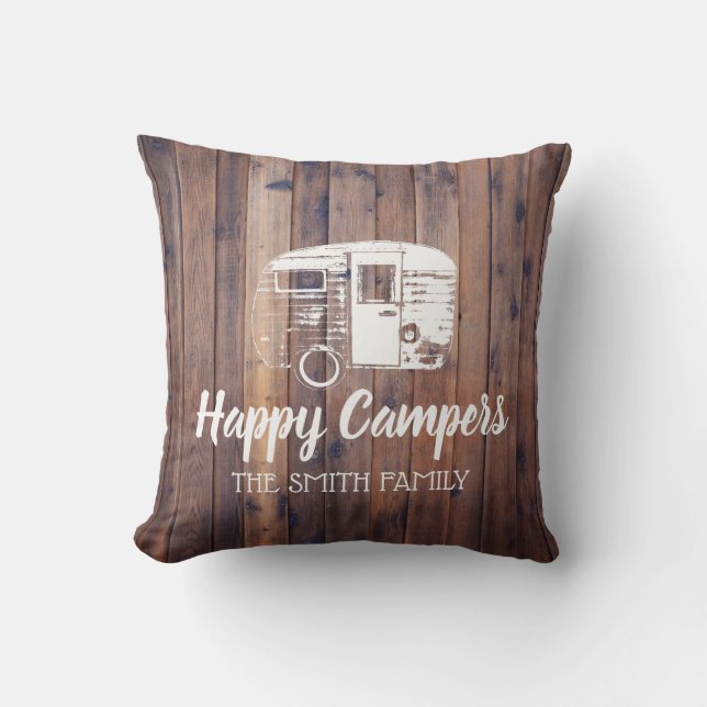 Coussin Nom de famille rustique de remorque de camping de (Recto)