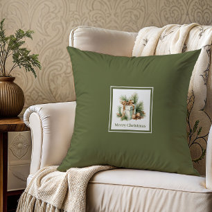 Coussin Nom de famille scandinave rustique et terreux Noël