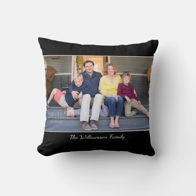 Coussin Nom de la photo moderne Bordure noire (Recto)