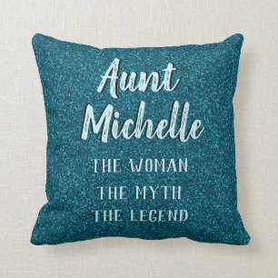 Coussin Nom de la tante Turquoise chic