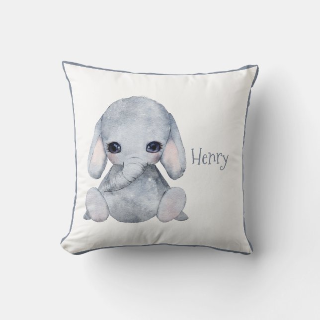 Coussin Nom de l'éléphant animal du bois mignon Nursery (Recto)