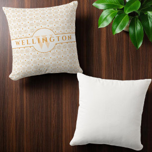 Coussin Nom de monogramme amusant dessin soleil personnali