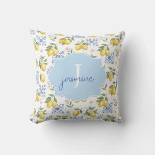 Coussin Nom de monogramme citron Carrelage Motif de style 