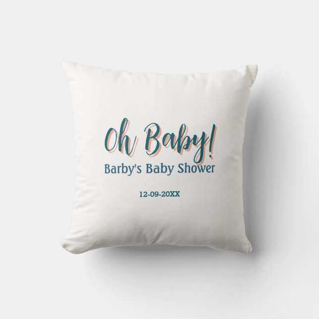 Coussin Nom de shower bébé simple bleu gras oh bébé bébé  (Recto)