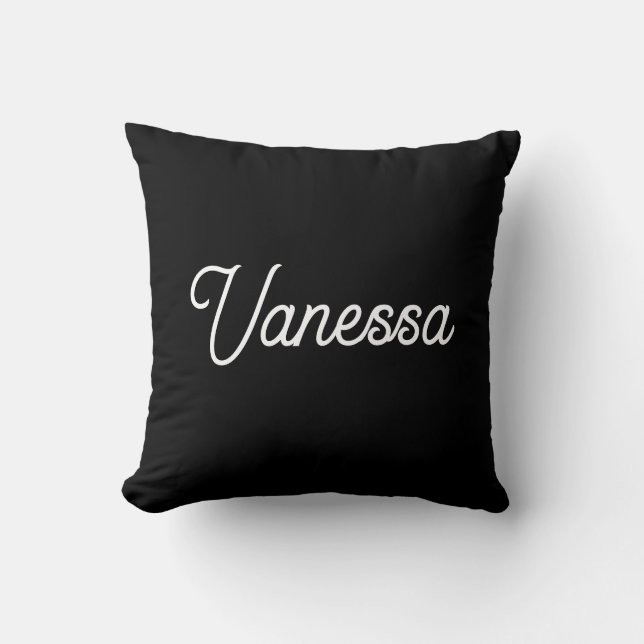 Coussin Nom d'écriture professionnelle noir personnalisé (Recto)