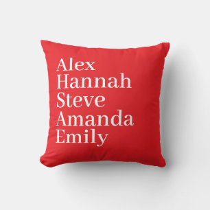 Coussin Nom d'enfants personnalisé Famille minimaliste mod