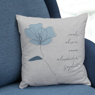 Coussin Nom des petits-enfants personnalisés Script floral