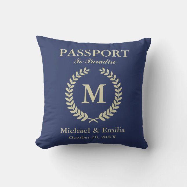 Coussin Nom drôle de monogramme de guirlande de laurier de (Recto)