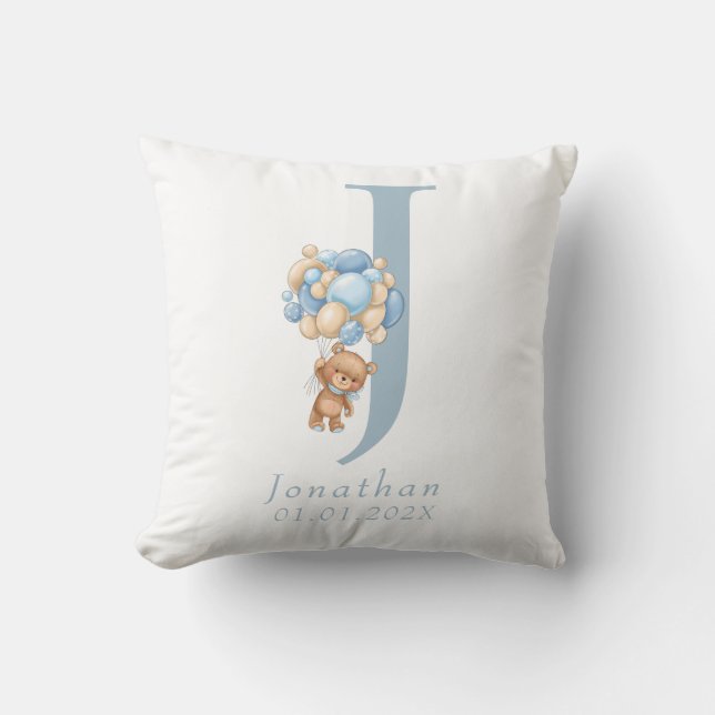 Coussin Nom du ballon bleu Teddy Bear (Recto)