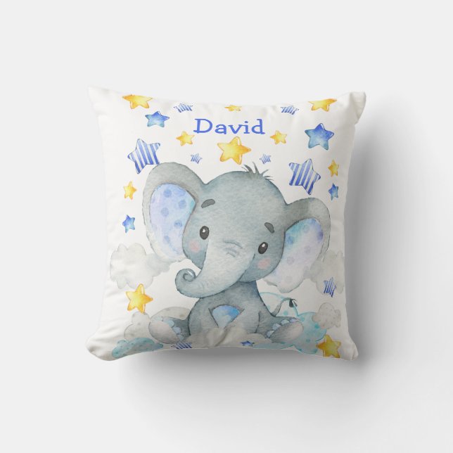 Coussin Nom du bébé Nourriture personnalisée Eléphant Cute (Recto)
