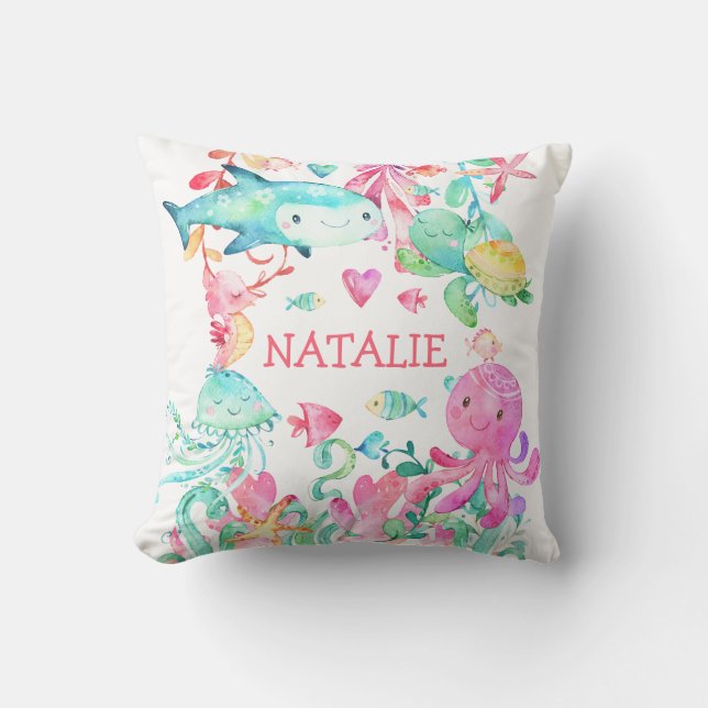 Coussin Nom du bébé personnalisé sous la mare de l'océan m (Recto)