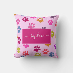 Coussin Nom du chien rose mignon et des Amoureux de les ch