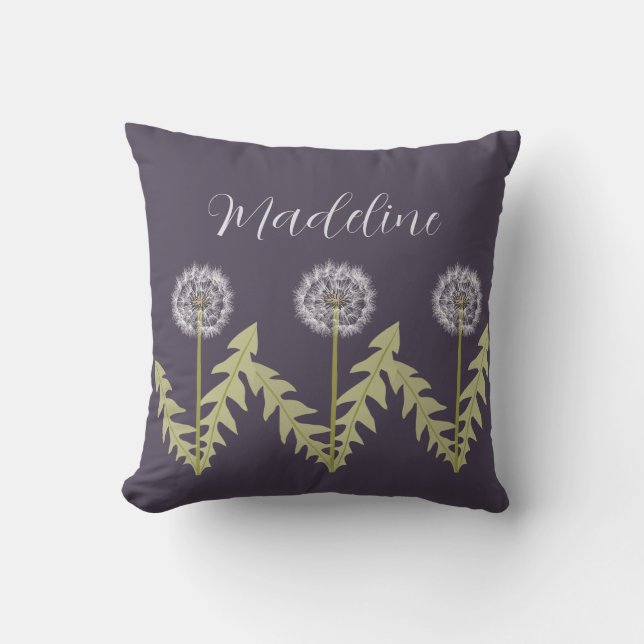 Coussin Nom du dandelion mignon violet (Recto)