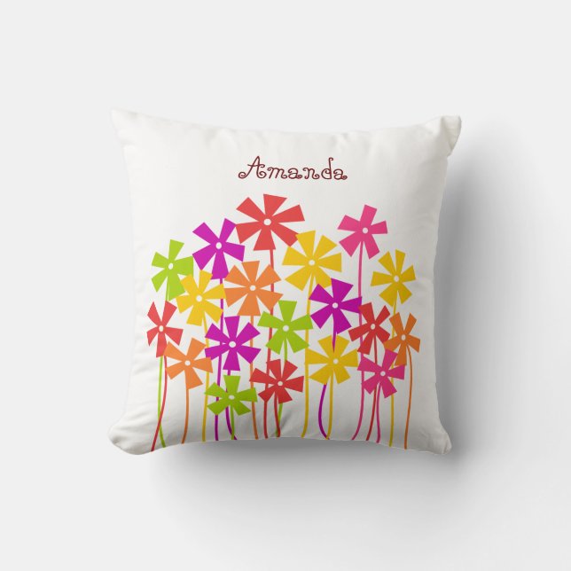 Coussin Nom du dessin de fleur simple rose jaune orange (Recto)
