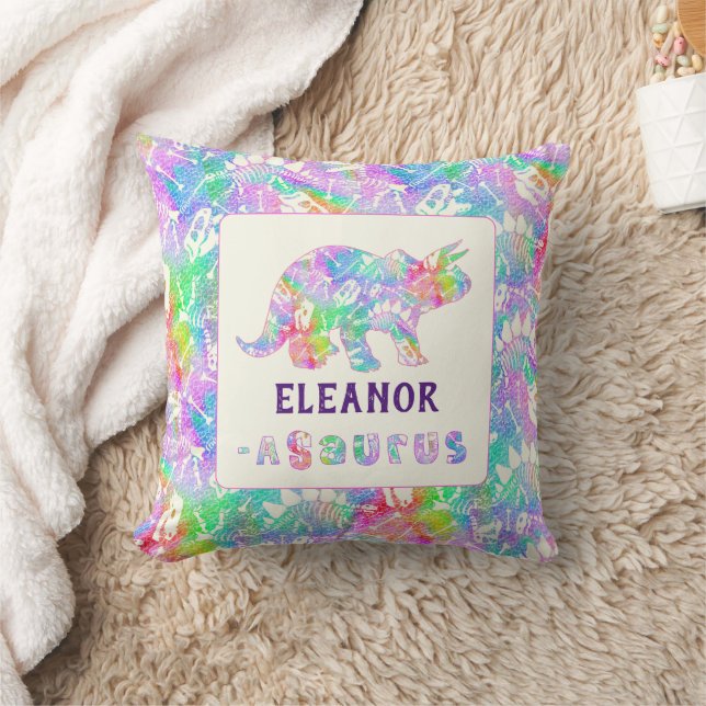 Coussin Nom du dinosaure préhistorique arc-en-ciel (Couverture)