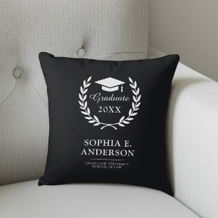 Coussin Nom du diplômé et Emblem de l'école Célébration Ke