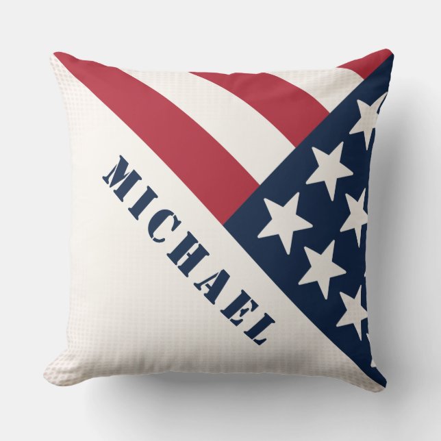 Coussin Nom du drapeau américain Rouge Blanc Bleu (Recto)