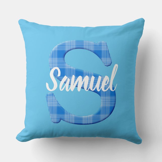 Coussin Nom du garçon Lettre Plaid personnalisée S (Recto)