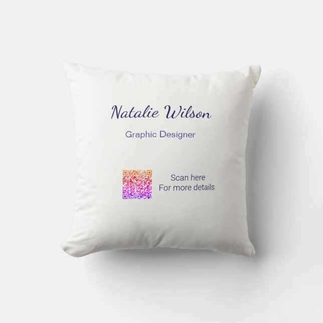 Coussin nom du graphiste scannez les détails du code QR pr (Recto)