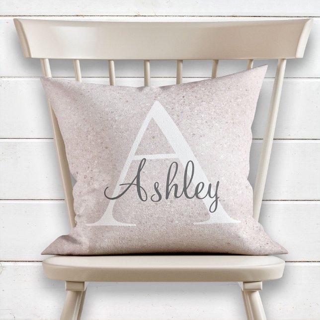 Coussin Nom du monogramme de l'étincelle de perle (Créateur téléchargé)