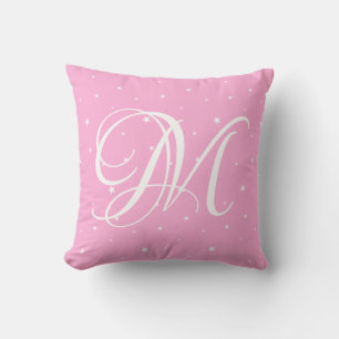 Coussin Nom du monogramme rose mignon Pilote