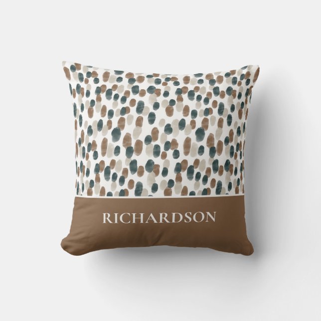 Coussin Nom du Motif Abstrait Brown et blanc moderne (Recto)