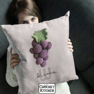 Coussin Nom du raisin à crochet minimaliste violet grand-m