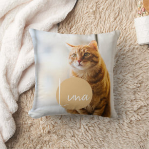 Coussin Nom du texte blanc moderne Photo Cat Memorial