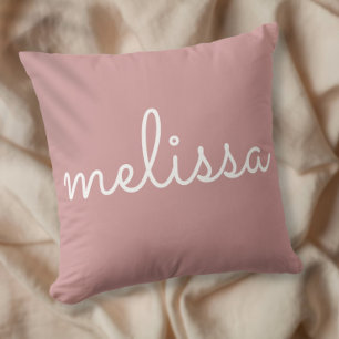 Coussin Nom élégant personnalisé en écriture Dusty Rose Pi