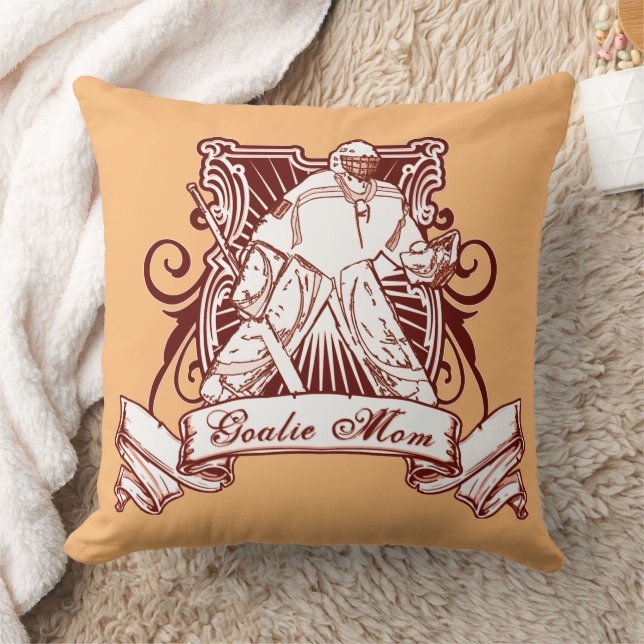 Coussin Nom Et Numéro De La Mère Du Goalie De Hockey (Couverture)